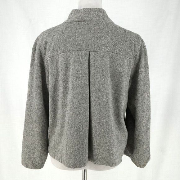 Charlotte Tarantola Jacket Womens XL Gray Wool Blend Lined Swing Trapeze Pleat - Picture 2 of 13